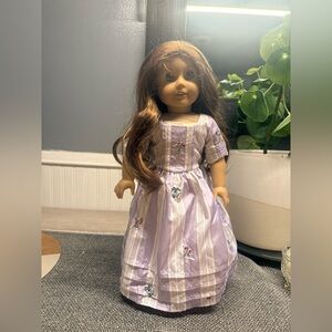 American Girl Doll in Striped Lavender Dress